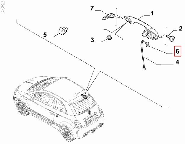 Afbeeldingen van FIAT 500 VANAF 2007, CLIP BESTUURDERSZIJDE LINKS ORIGINEEL