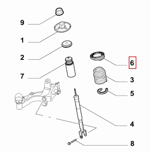 Afbeeldingen van ALFA GIULLIETTA 1.4 / 1.6 / 2.0, RING SCHOKDEMPER ACHTER  ORIGINEEL