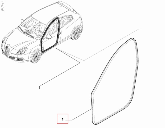 Afbeeldingen van ALFA GIULIETTA, RUBBER OP CARROSSERIE VOORZIJDE ORIGINEEL