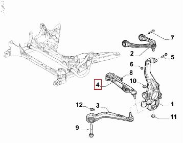 50552623 Afbeeldingen van ALFA ROMEO GIULIA EN GIULIA Q GEEN Q4, DRAAGARM PASSAGIERSZIJDE ORIGINEEL
