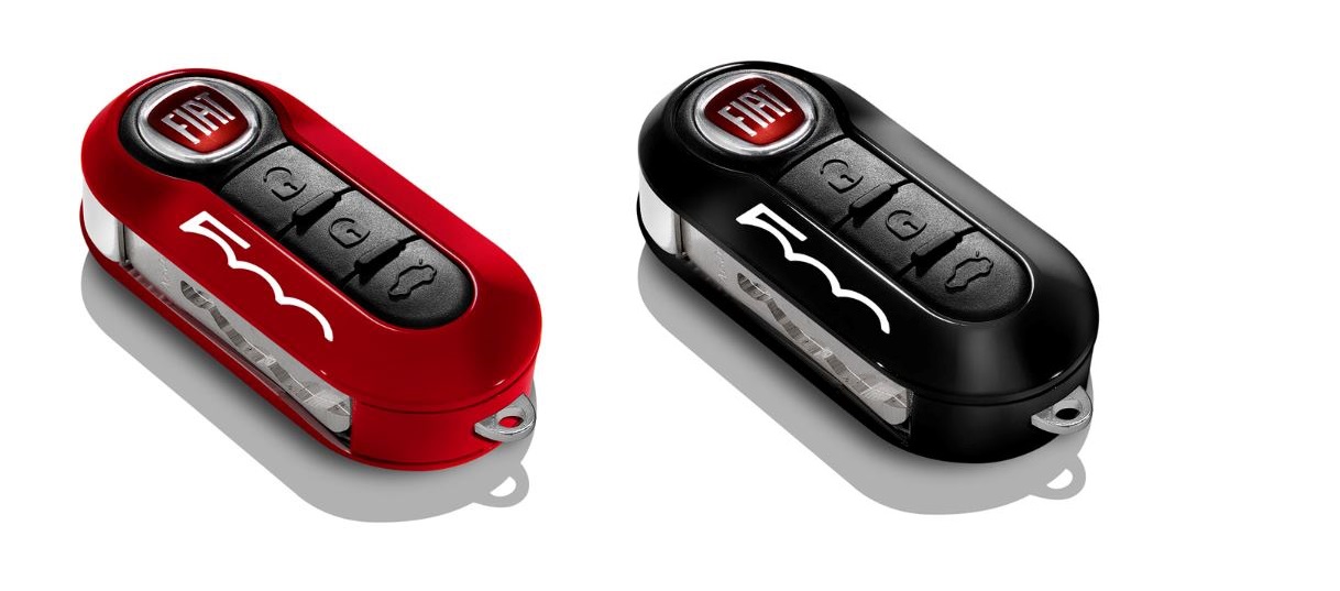 Afbeeldingen van FIAT 500, KEYCOVER SET ROSSO/ NERO ORIGINEEL