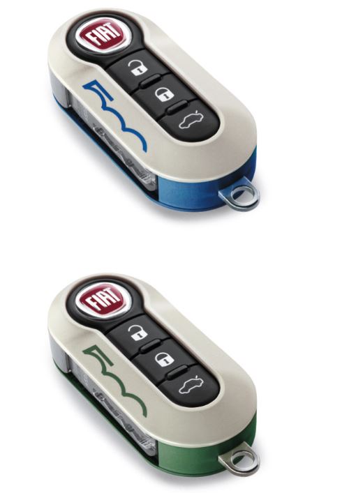 Afbeeldingen van FIAT 500, KEYCOVER SET BIANCO / BLU / VERDE ORIGINEEL