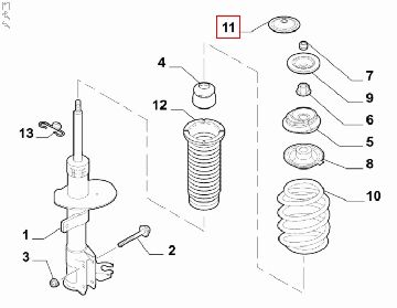 51938656-1 Afbeeldingen van FIAT 500/ ABARTH 500, DEKSEL SCHOKBREKER BOVENZIJDE ORIGINEEL SET 2 STUKS