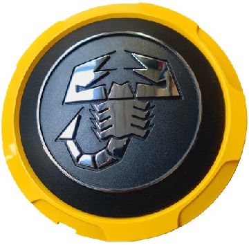 52108984 Afbeeldingen van FIAT 500 ABARTH, WIELNAAFDOP MET GELE RAND ORIGINEEL