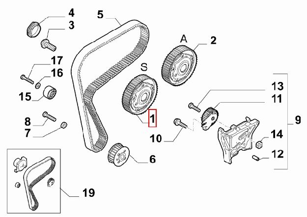 Afbeeldingen van ALFA GIULIETTA 1750/ 1.8 TBI, NOKKENASVERSTELLER ORIGINEEL UITLAAT