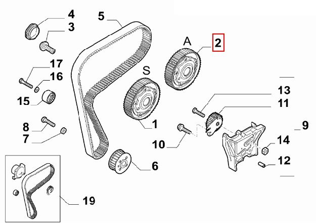 Afbeeldingen van ALFA GIULIETTA 1750/ 1.8 TBI, NOKKENASVERSTELLER ORIGINEEL INLAAT