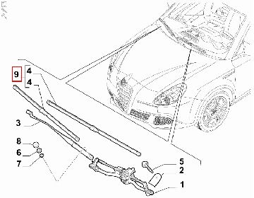 6000633360--1- Afbeeldingen van ALFA GIULIETTA VANAF 2010, RUITENWISSER SET VOORZIJDE EN ACHTERZIJDE