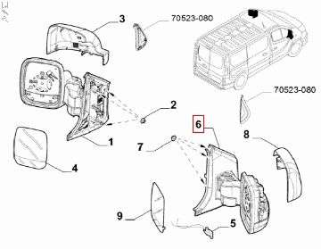 6000640142 Afbeeldingen van BUITENSPIEGEL RECHTS TALENTO