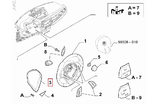 Afbeeldingen van ALFA GIULIETTA VANAF 2013 TOT HEDEN, SIERSTUK STUURWIEL ORIGINEEL