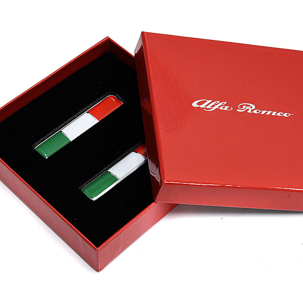 Afbeeldingen van ALFA ROMEO, TRICOLORE BADGE SET 2 STUKS ORIGINEEL