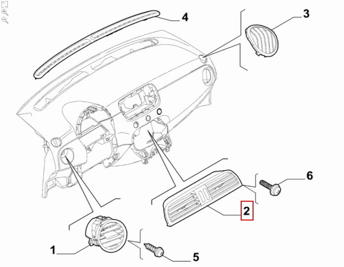 Afbeeldingen van FIAT 500S/ GT 2012-2014,VENTURI/ VENTILATIEROOSTER ZWART MET CHROOM ORIGINEEL