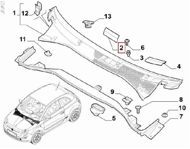 Afbeeldingen van FIAT 500/ ABARTH 500, PLUG/ CLIP ORIGINEEL PER STUK
