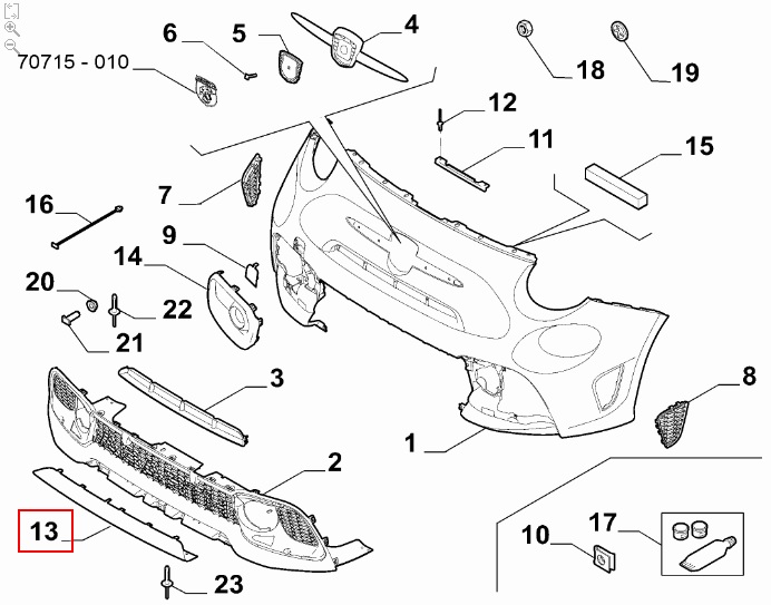 Afbeeldingen van 500/ 595 ABARTH VANAF 2016, STRIP SIERLIJST IN PRIMER ORIGINEEL