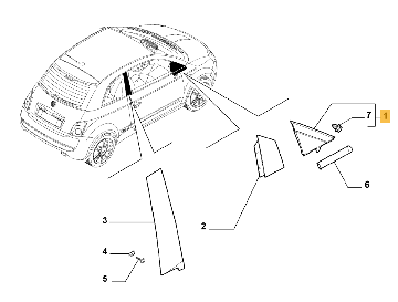 m3hfijmy9hqsmw_2505260529461209 Afbeeldingen van FIAT 500, KAPJE A-STIJL PASSAGIERSZIJDE GLANZEND ZWART ORIGINEEL