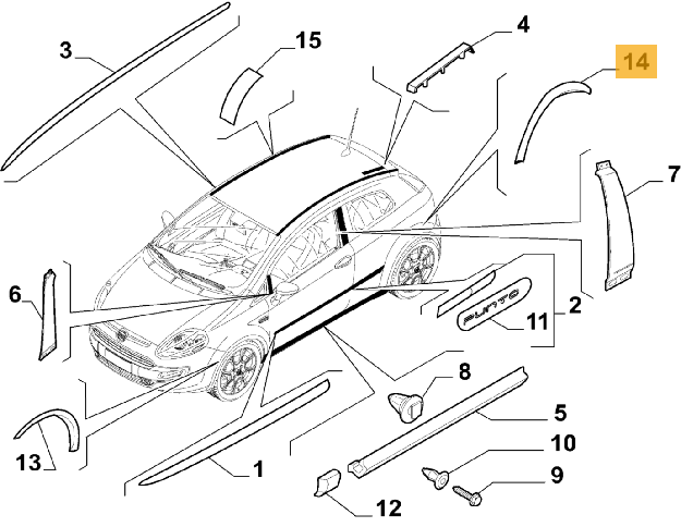Afbeeldingen van ABARTH PUNTO ACHTERLIJST LINKS