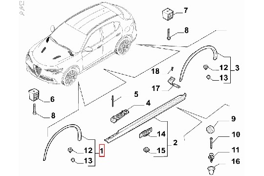 FIAT GROUP - FRONT RIGHT WHEEL ARCH EDGE - 50551508 FIAT GROUP - FRONT RIGHT WHEEL ARCH EDGE - 50551508