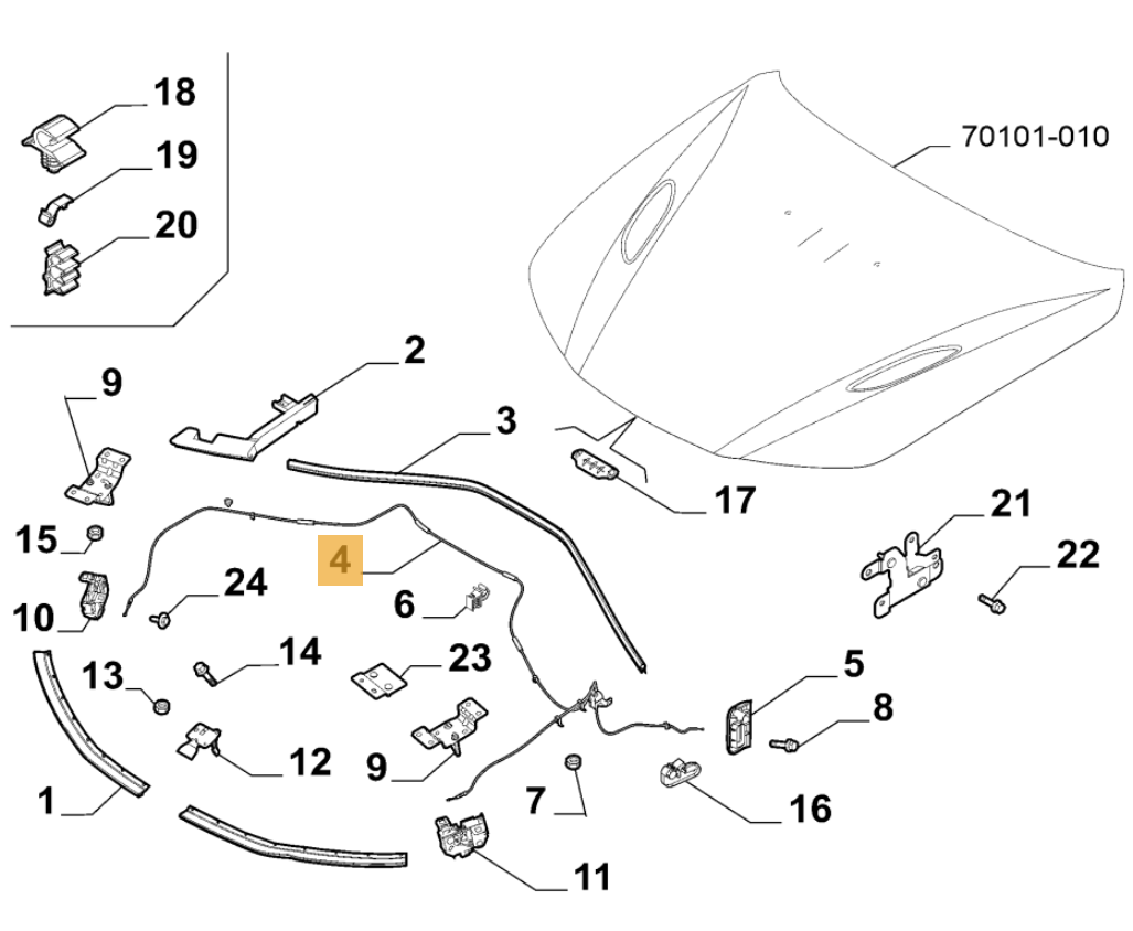 FIAT GROUP - ALFA GIULIA 2.0 PETROL, CABLE BONNET LOCK ORIGINAL - 50562217 FIAT GROUP - ALFA GIULIA 2.0 PETROL, CABLE BONNET LOCK ORIGINAL - 50562217