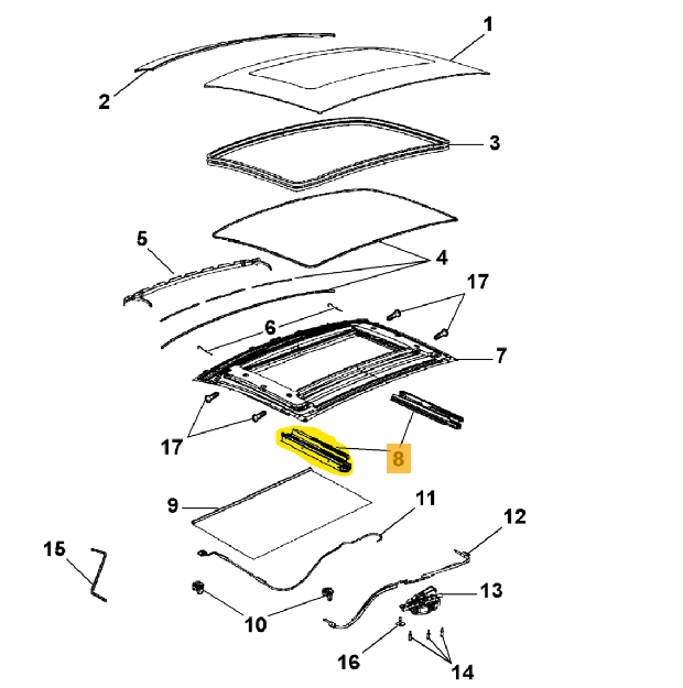 Picture of SUNROOF SLIDE GUIDE LEFT