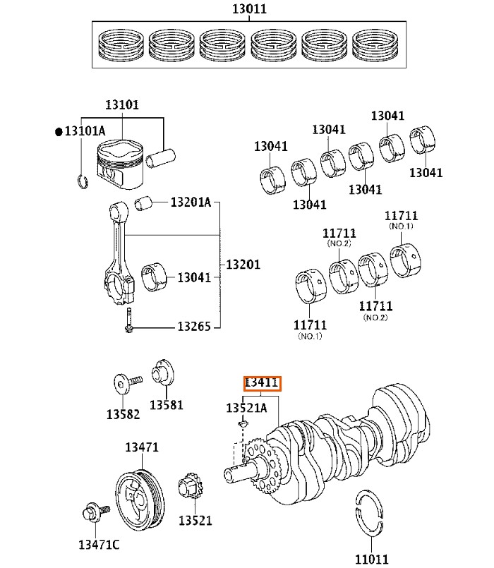 TOYOTA - SOUS ENSEMBLE VILEBREQUIN - 1340131040 TOYOTA - SOUS ENSEMBLE VILEBREQUIN - 1340131040