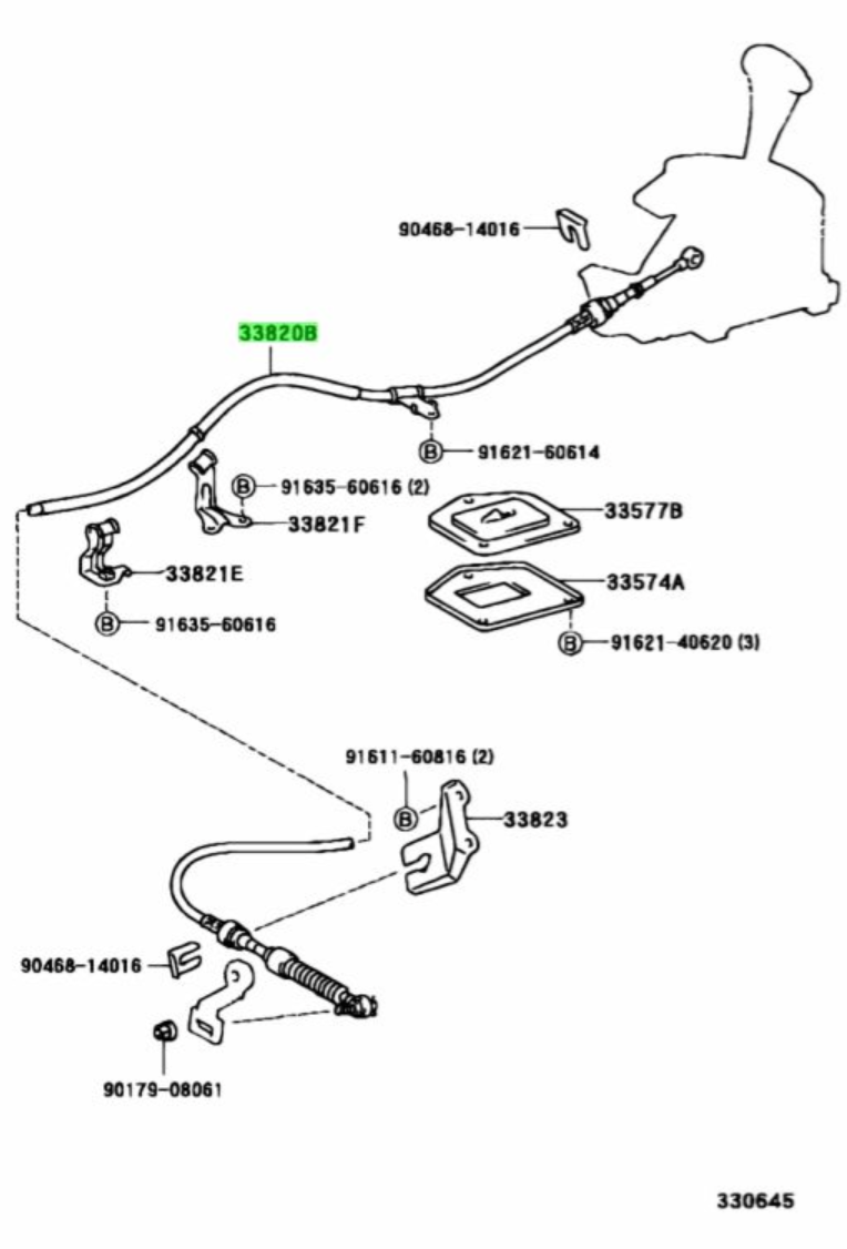 TOYOTA - CABLE ASSY, TRANSMISSION CONTROL - 3382005120
