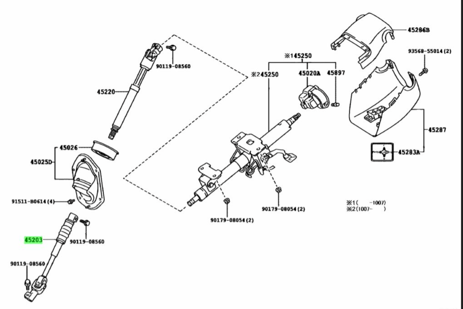 TOYOTA - SUB-ASSEMBLAGE STUURTUSSENAS NR.2 - 4520360170 TOYOTA - SUB-ASSEMBLAGE STUURTUSSENAS NR.2 - 4520360170